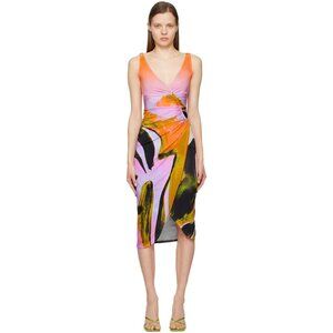 Louisa Ballou Dress Multicolor Summer Solstice Midi Jersey Dress Sz Small